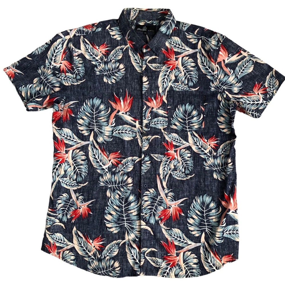 Molokai Surf Company Men’s Hawaiian Tropical Button Down Shirt‎ Size XXL